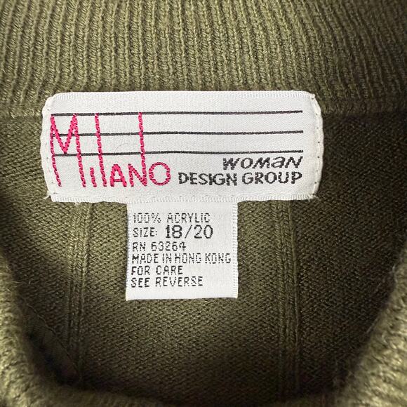 Vtg Ribbed Mockneck Sweater Green Knit Soft Milano Womens 90s Size 18/20 - Picture 4 of 4